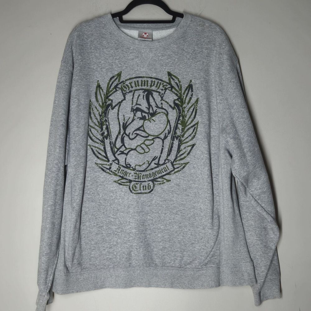 Disney Store Men Sweatshirt Large Gray Sweater Grumpy Anger Management Club